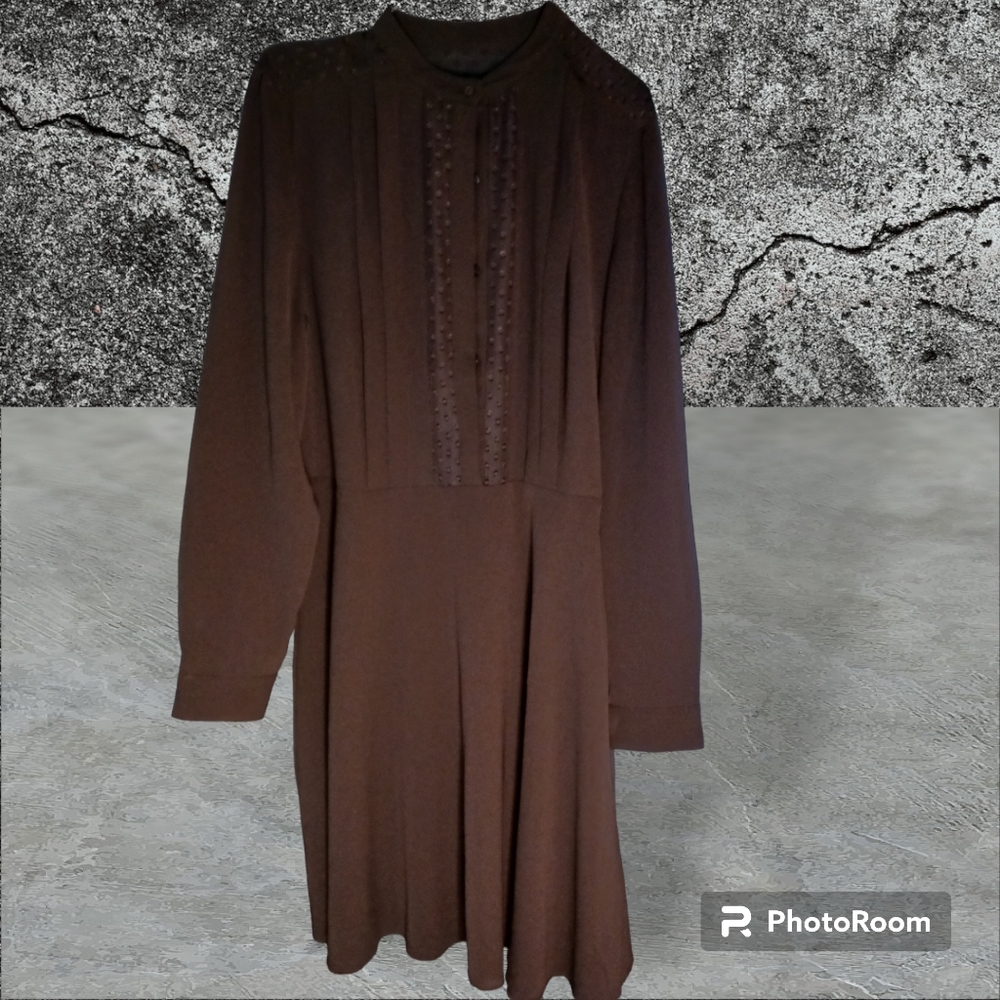 NWTGS Ann Taylor Swiss dot button up black chiffon dress Size 14